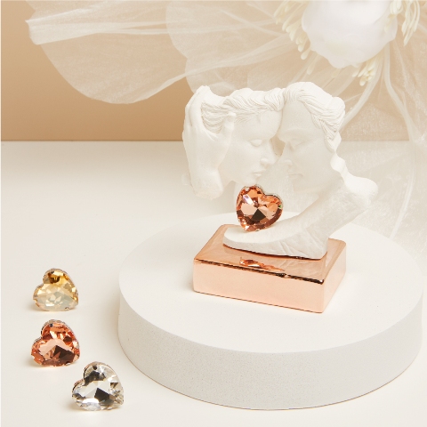 COPPIA INNAMORATI BASE ORO ROSA 12X11X5CM