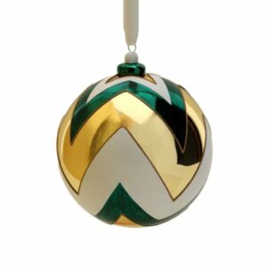 SFERA VETRO BOREALE SHARP DIA.12CM VERDE/ORO C/GANCIO