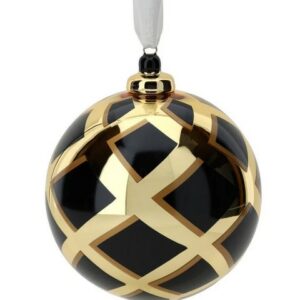 SFERA VETRO BOREALE RHOMBUS DIA.10CM NERO/ORO C/GANCIO