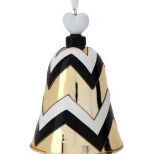 CAMPANA VETRO BOREALE SHARP DIA.10XH14CM BIANCO/NERO/ORO C/GANCIO