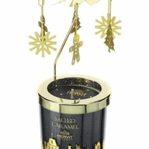 CANDELA PROF.SALTED CARAMEL 7X8CM 150Gn NERA C/GIOSTRINA METALLO ORO GIREVOLE