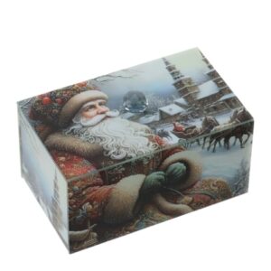SCATOLA VETRO BABBO NATALE 15X9XH9,5CM C/COPERCHIO