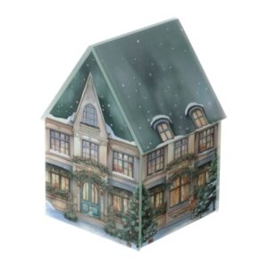 CONTENITORE VETRO COTTAGE VERDE 9X9X13CM CHRISTMAS C/TETTO APRIBILE