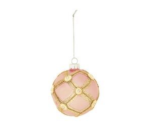 DECORAZIONE SFERA ROMBUS VETRO ROSA D10