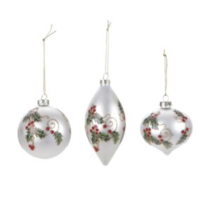 DECORAZIONE VETRO HOLLY CM8ASS BIANCO/VERDE/ROSSO