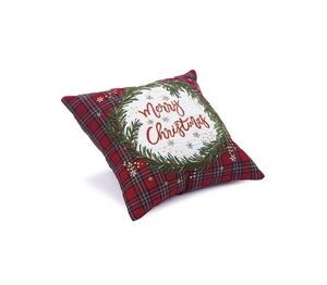 CUSCINO TARTAN MERRYCHRISTMAS  COTONE CM45X45