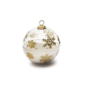 SFERA VETRO SNOWFLAKE C/CANDELA PROFUMATA CM13X13
ORO/TRASPARENTE