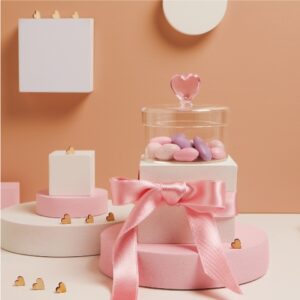 SCATOLINA IN VETRO CON CUORE ROSA 9.6X7 CM