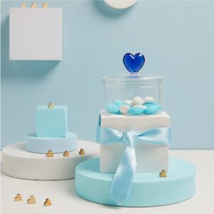 SCATOLINA IN VETRO CON CUORE BLU 9.6X7 CM