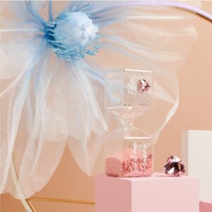 CLESSIDRA PICCOLA ROSA CON CUORE 3.8X3.8X11.7 CM