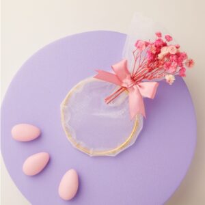 PORTA CONFETTI ROSA CON FIORI