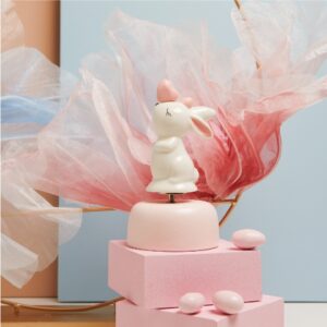 CARILLON CONIGLIETTO ROSA H 15 CM