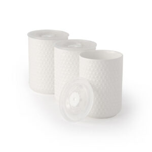 SET 3 BARATTOLI PORC.BIANCA DIA.10X14CM