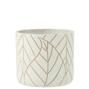 PORTAVASI FOGLIA CER BIA/ORO L (19x19x17cm)