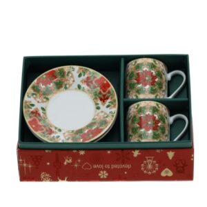 BOX 2 TAZZINE CAFFE' PORCELLANA 9X5CM CHRISTMAS BUKHARA**