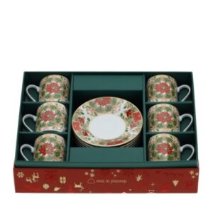 BOX 6 TAZZINE CAFFE' PORCELLANA 9X5CM CHRISTMAS BUKHARA**
