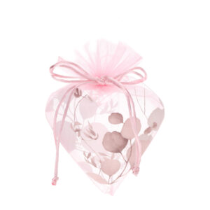 SACCHETTO CUORE ORGANZA ROSA 12X17CM