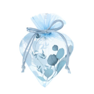 SACCHETTO CUORE ORGANZA BLU 12X17CM