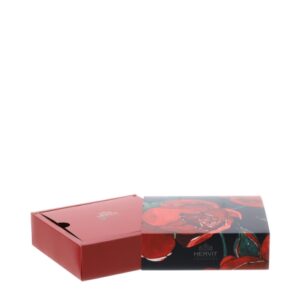 BOX CART.ROSE BACCARAT ROSSO 10X10X3CM  NERO E ROSE ROSSE