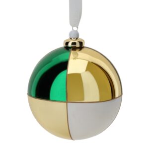 SFERA VETRO BOREALE QUARTERS DIA.10CM VERDE/ORO C/GANCIO