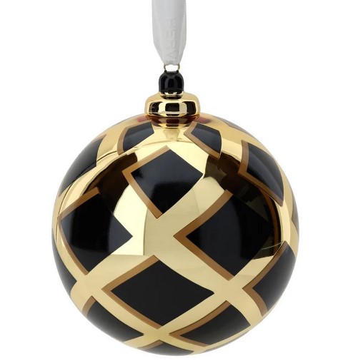 SFERA VETRO BOREALE RHOMBUS DIA.10CM NERO/ORO C/GANCIO