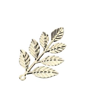 RAMETTO 7 FOGLIE METALLO CROMO ORO 4CM