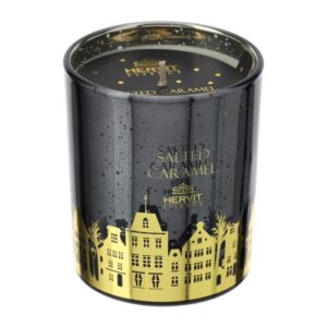 CANDELA PROF.SALTED CARAMEL 8X10CM 210G
BICCHIERE VETRO NERO STAMPA ORO