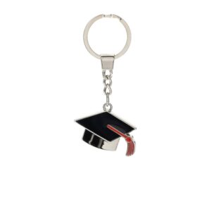 PORTACHIAVI METALLO CAPP.LAUREA 4X9CM ACCIAIO ARGENTO/NERO/ROSSO
