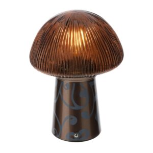 LAMPADA LED CROWN VETRO DIA.16XH22CM MARRONE RICARICABILE C/CAVO USB