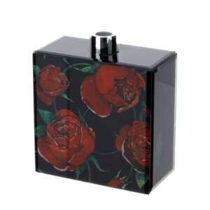 BOTTIGLIA VETRO ROSE BACCARAT 14X7XH14CM NERA PORTA FRAGRANZA 400ML