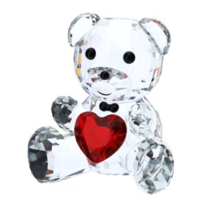 ORSETTO CRISTALLO 10CM C/CUORE ROSSO