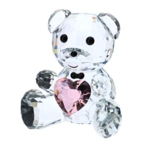 ORSETTO CRISTALLO 10CM C/CUORE ROSA