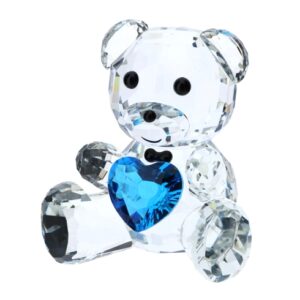 ORSETTO CRISTALLO 10CM C/CUORE BLU