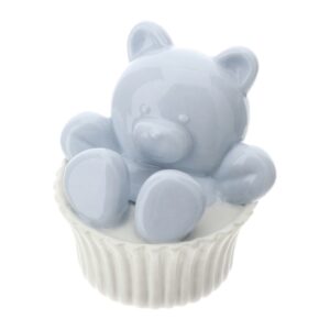 ORSETTO PIROTTINO PORC.6,5X6,5CM BLU DIPINTO A MANO ROYAL CLASS