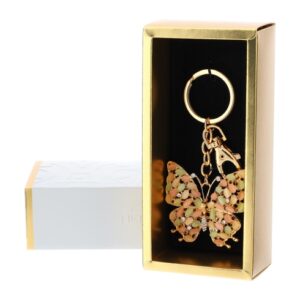 PORTACHIAVI FARFALLA ORO 6X11CM PIETRE