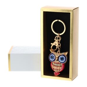 PORTACHIAVI CIVETTA ORO/ROSSO/BLU 4X12CM