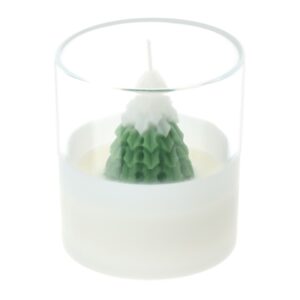 CANDELA ALBERO VERDE 9CM PROF.OUD 125G IN CONT.VETRO TRASPARENTE