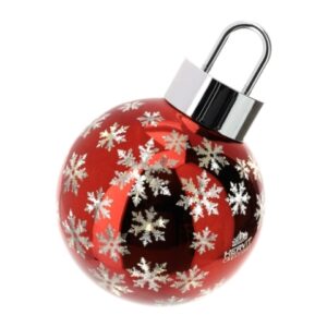 SFERA VETRO L.LED ROSSA DIA.15XH19CM DEC.TRAF.LASER STELLE GIREVOLE A BATT.