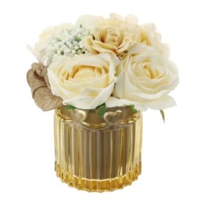 COMPOSIZIONE FLOREALE AVORIO DIA.15XH16C C/FRAGRANZA SPRAY 10ML SAHARA CAMPFIN