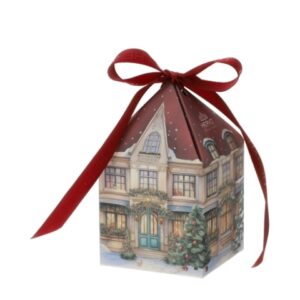 BOX 6 SCAT.X'MAS COTTAGE ROSSE 6X6XH10CM C/NASTRO DOPPIO RASO BORDEAUX