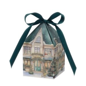 BOX 6 SCAT.X'MAS COTTAGE VERDI 6X6XH10CM C/NASTRO  RASO V.SCURO