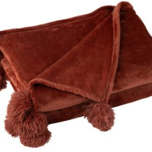 PLAID POMPON POLIEST MARSALA (170x130x1cm)