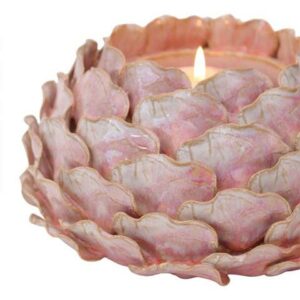 FLOWER PORTACANDELA CM 18X18X9,6 ROSA