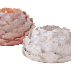 FLOWER PORTACANDELA CM 15X15X8 BIANCA