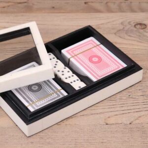 SCATOLA CARTE/DADI BLACK AND WHITE CM 19X12,5X4