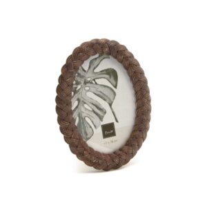 PORTAFOTO OVALE BRAID CM18X23 CUOIO***