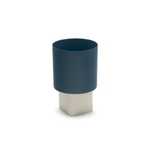 VASO METAL SQUARE BASE CM18X18X28 BLU/BIANCO