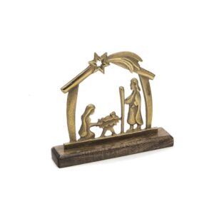 NATIVITA' METAL C/BASE LEGNO CM20X19 MOGA