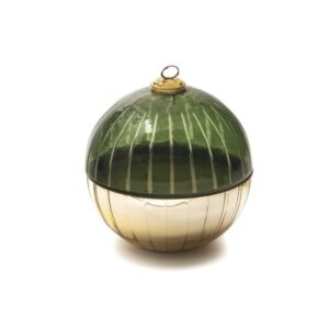 SFERA VETRO BICOLOR C/CANDELA PROFUMATA CM15X15 VERDE/OR