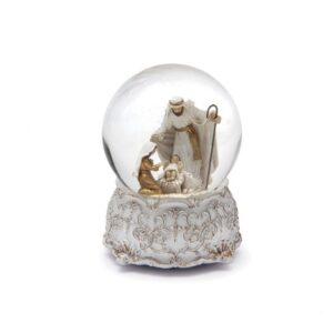 SNOWBALL RESINA NATIVITY C/CARILLON CM13X17 BIANCO